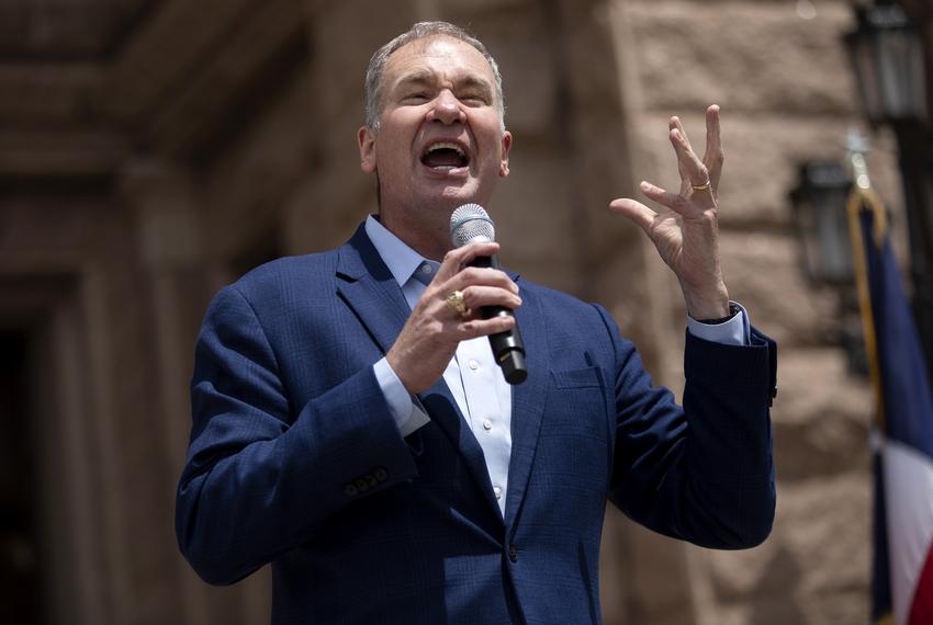 Michael Quinn Sullivan of Empower Texans speaks at a conservative grassroots rally for property tax relief and reform at the Texas Capitol on Tuesday. April 16, 2019