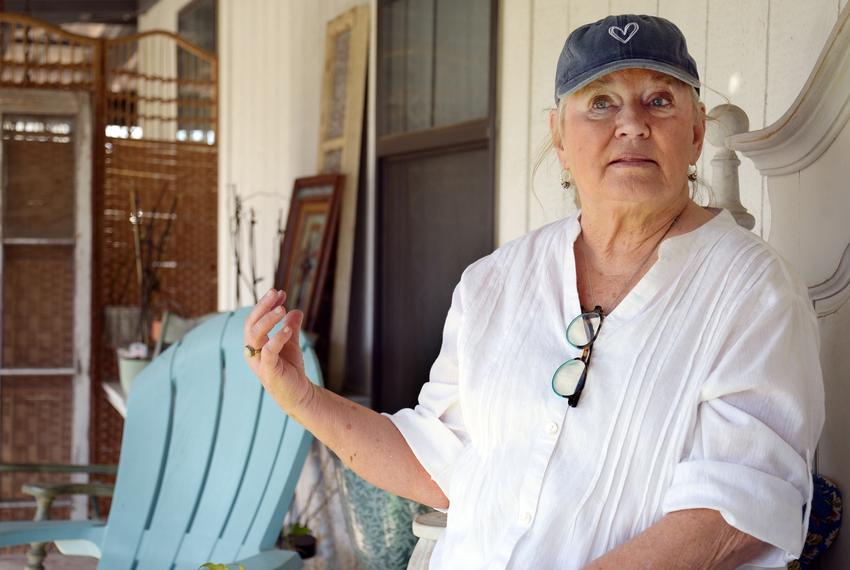 Rita Kromer, a longtime resident of Huntington, Texas, lives in a mobile home after losing her traditional brick house in a fire.