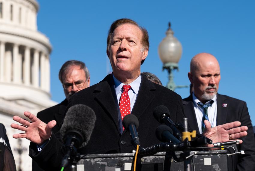 U.S. Representative Randy Weber, R-	Friendswood, speaks at a House Freedom Caucus press conference about the Equality Act on Feb. 25, 2021 in Washington.