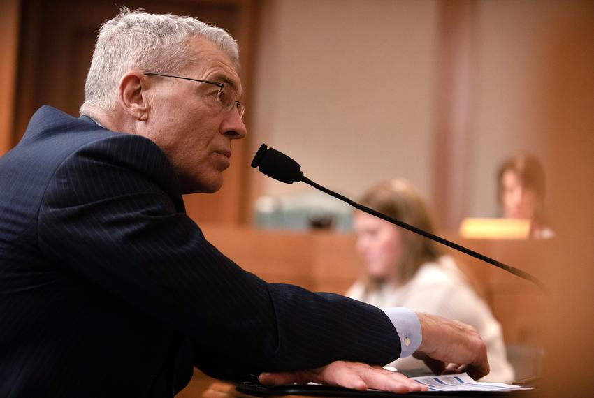 Texas Department of Public Safety Director Steve McCraw testifies during the Homeland Security & Public Safety committee hearing at the state Capitol in Austin on Feb. 28, 2023. McCraw emphasized the drug and human smuggling crisis at the border, and answered questions concerning the training that DPS officers undergo in relation to school shootings.