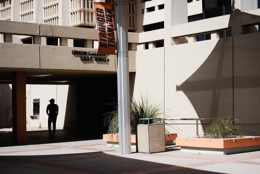 Students walk into the UTEP Union East building where voting is held. A total of 161 people voted at this location by 2:35pm in El Paso, Texas on March 5, 2024.