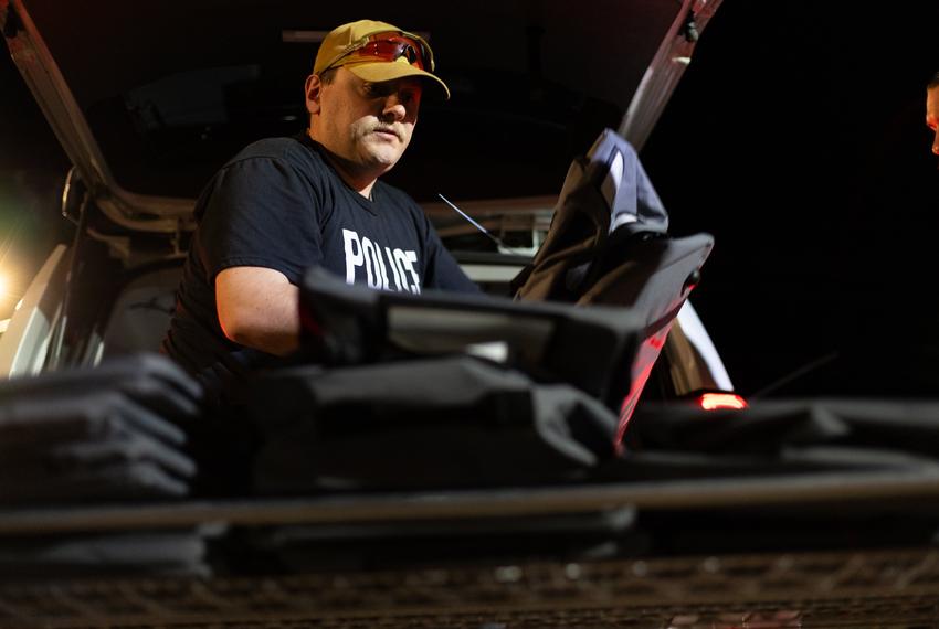 Ballots from the Republican primary election hand count were moved from inside of a vehicle onto a rolling rack to be transported insode of the Elections Office of Gillespie County in Fredericksburg on the morning of Mar. 6, 2023.