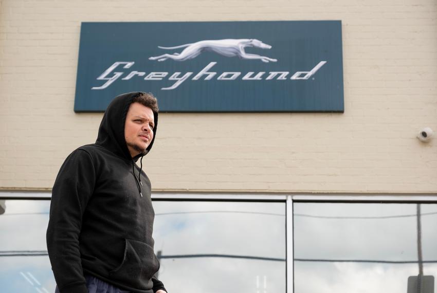 Curtavion Saunders waits for a friend to pick him up after taking a Greyhound bus to the Sidney Bell Willis Transit Facility, on Wednesday March 13, 2024, at Longview's multi-modal transportation center. (Michael Cavazos/Photo)