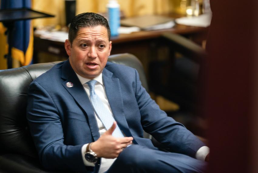 U.S. Rep. Tony Gonzales, R-San Antonio, gives an interview in his office at Rayburn House Office Building in Washington, D.C. on April 28, 2023. Gonzales is a member of the House Appropriations Committees.