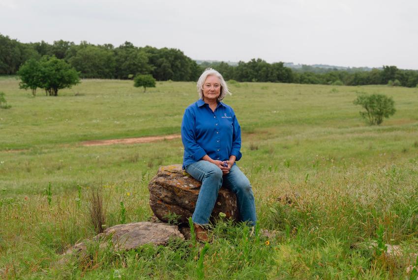 Deborah Clark poses for a portrait on Birdwell and Clark Ranch, land owned by Ms. Clark and her husband, on Monday, May 6, 2024 in Henrietta, Texas. The city of Wichita Falls is seeking a permit to construct Lake Ringgold in Clay County, a reservoir the city says will help with future water needs. Residents and ranchers of Clay County, such as Ms. Clark, say they will lose acres of their property and claim the project is unnecessary.                                                                             