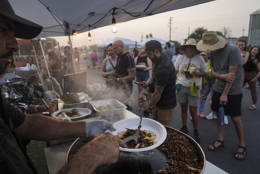 Gerardo Elizondo, 51, prepares vegan food at Vegan Fest in Elsa, Texas on May 11, 2024.
Verónica Gabriela Cárdenas for The Texas Tribune