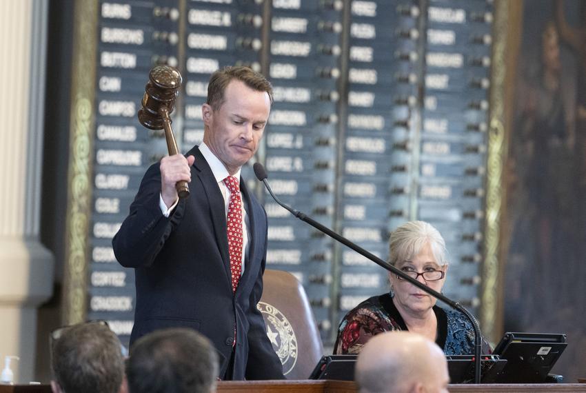 House Speaker Dade Phelan gavels out the 88th session Sine Die on May 29, 2023.