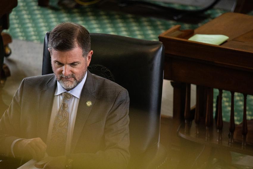 State Sen. Brandon Creighton, R-Conroe, on the Senate floor at the Capitol on May 29, 2023.