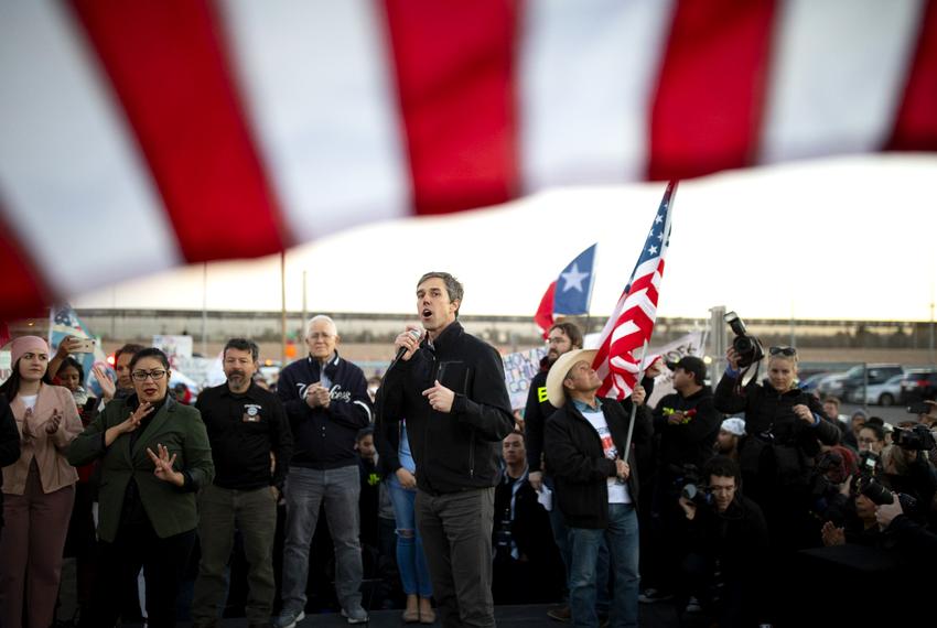 Beto O'Rourke leads a counterprotest with thousands of other El Pasoans at the same time President Donald Trump holds a campaign rally on Feb. 11, 2019, in El Paso. Photo by Ivan Pierre Aguirre