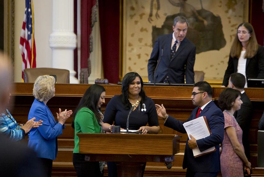 Thierry gives an emotional speech, on the House floor,  on her personal experience during childbirth, on July 31, 2017.