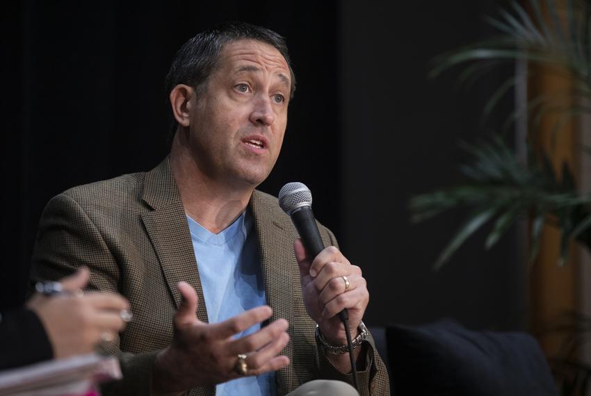 Glenn Hegar, Texas comptroller of public accounts, speaks one-on-one with Danielle Moran, financial journalist for Bloomberg News, at The Texas Tribune Festival on Sept. 23, 2022 in Austin, TX.