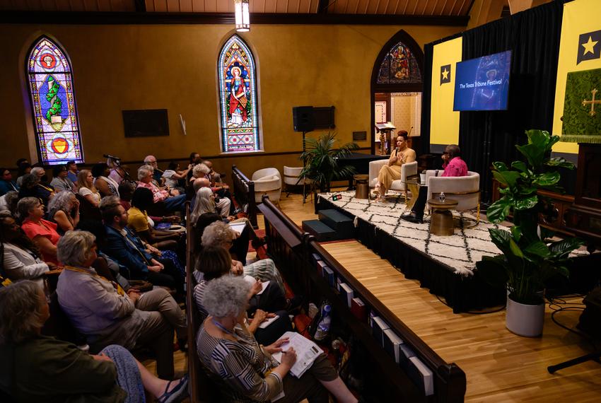 Kathleen McElroy speaks with Pulitzer Prize-winning journalist Nikole Hannah-Jones about confronting racial injustice at The Texas Tribune Festival in Austin, TX on Sept. 23, 2023.