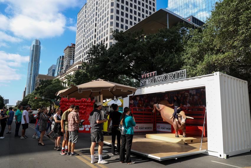 Festivalgoers at Visit Fort Worth on Open Congress during The Texas Tribune Festival on Sept. 23, 2023 in Austin, TX.