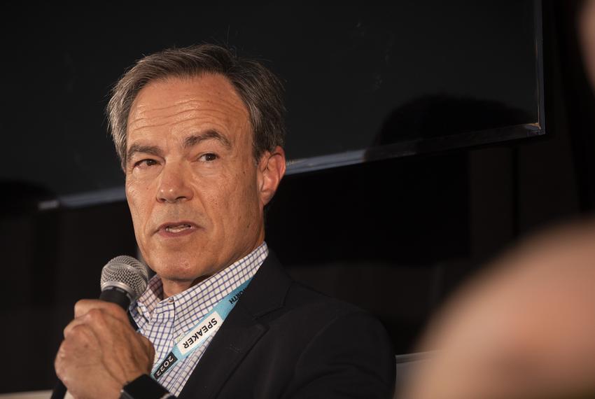 Sandi Villarreal, deputy editor for digital at Texas Monthly, moderates a panel with US Rep. Henry Cuellar, D-Laredo, and former speaker of the Texas House Joe Straus at The Texas Tribune Festival on Sept. 24, 2022 in Austin, TX.