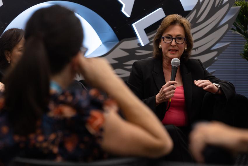 Houston District Attorney Kim Ogg speaks on a panel at The Texas Tribune Festival in Austin on Sept. 24, 2022.