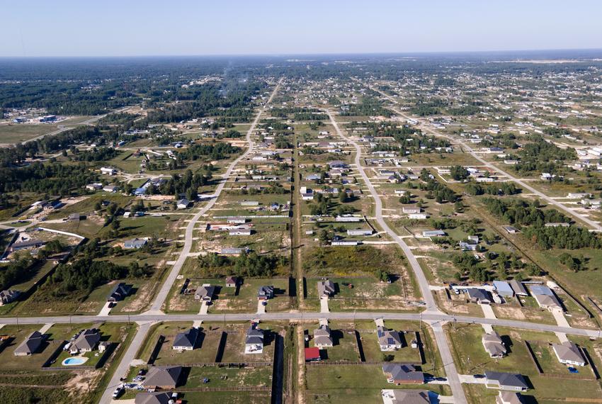 An overhead view of the Colony Ridge development on Monday, Oct. 9, 2023, in New Caney, Texas.