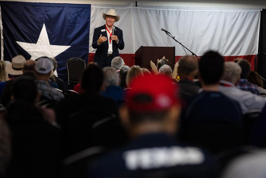 Former State Rep. Kyle Biedermann, R-Fredericksburg, and current Legislative Advisor for the Texas Nationalist Movement's Advisory Board, speaks during the Saturday opening event at TexitCon in Waco, on Nov. 11, 2023. In 2021, during his last term as a State Representative, Biedermann introduced a bill to create a referendum election on whether Texans should create a joint legislative committee “to develop a plan for achieving Texas independence." Biedermann recently announced his intention to run for House District 19, against incumbent State Rep. Ellen Troxclair, R-Lakeway, and spoke to the crowd about continuing to push for Texas independence through legislative means.