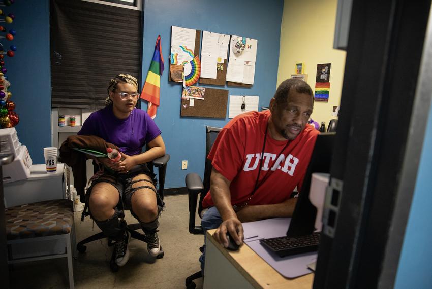 Isabella Morningstar asks Marcus Anthony, a case manager at Thrive Youth Center if they have received any updates on her new birth certificate. She looks over his shoulder as he navigates the shelter’s email for any information about Morningstar. She has had a difficult time updating her paperwork to her current legal name, since she left the foster care system.