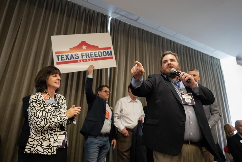 San Antonio, Texas June 14, 2018:  Evening Reception action at the first day of the Texas Republican Convention, including Texas Freedom Caucus event with State Rep. Jonathan Stickland, R-Bedford, speaking.