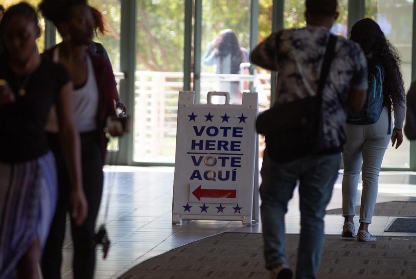 Early voting inside the Memorial Student Center at Prairie View A&M University in 2018.