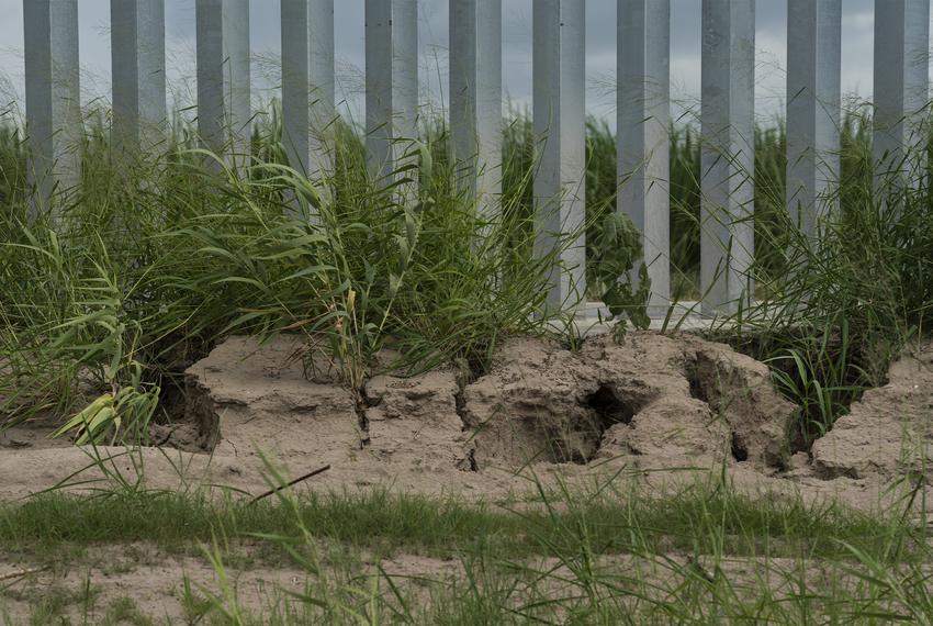 Erosion can be seen along the privately funded border wall that was built less than a year ago on June 19, 2020 in Mission, Texas.
Verónica G. Cárdenas for The Texas Tribune/ProPublica