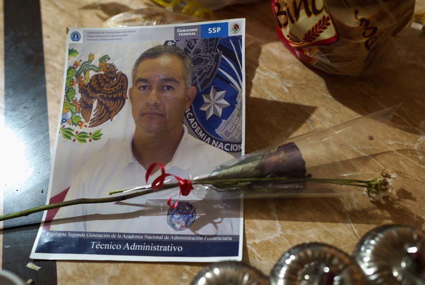 Second image: A photo of Rodolfo Collazo sits atop a table at their home in Ciudad Juárez.