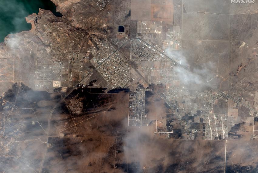 A satellite view of the aftermath of the Smokehouse Creek wildfire in Fritch, Texas, U.S. February 28, 2024.