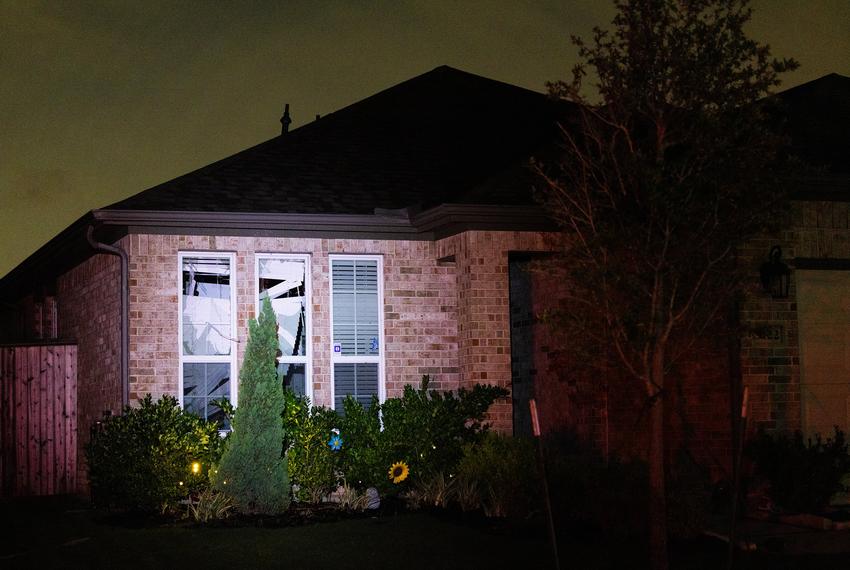 Thursday storms brought in gusts of winds up to 80 mph, damaging homes in Cypress on May 16, 2024. (Marie D. De Jesús / Houston Landing)