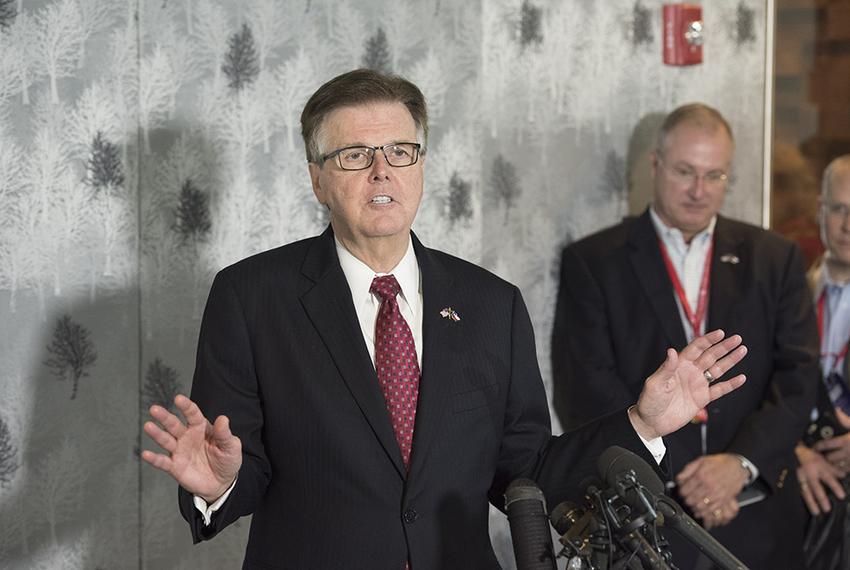 Lt. Gov. Dan Patrick addressed transgender bathroom rules during a news conference in Dallas on May 13, 2016.