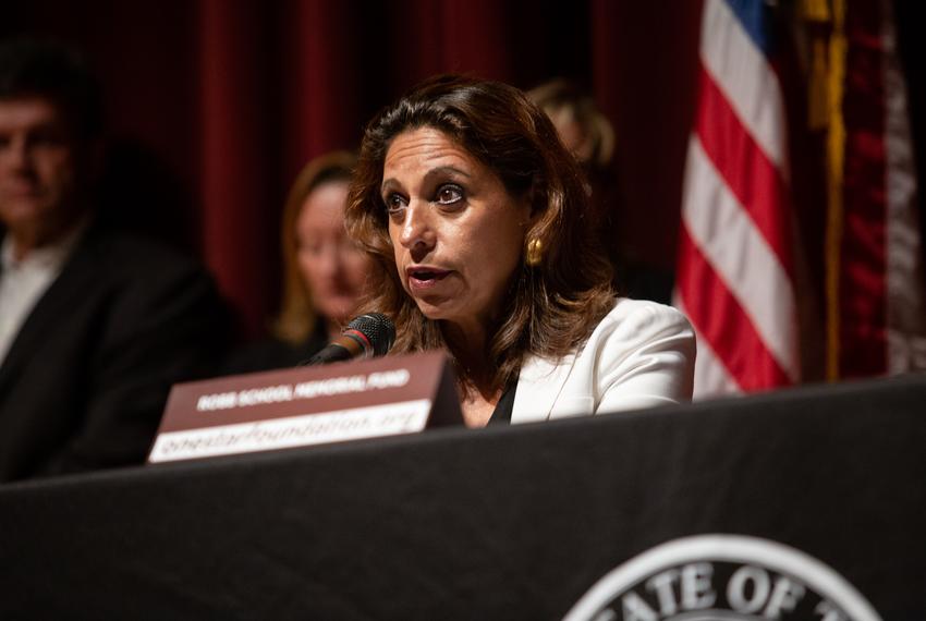 District Attorney for the 38th Judicial District of Texas (Uvalde & Real Counties) Christina Mitchell Busbee at a press conference at the Uvalde High School on May 27, 2022.