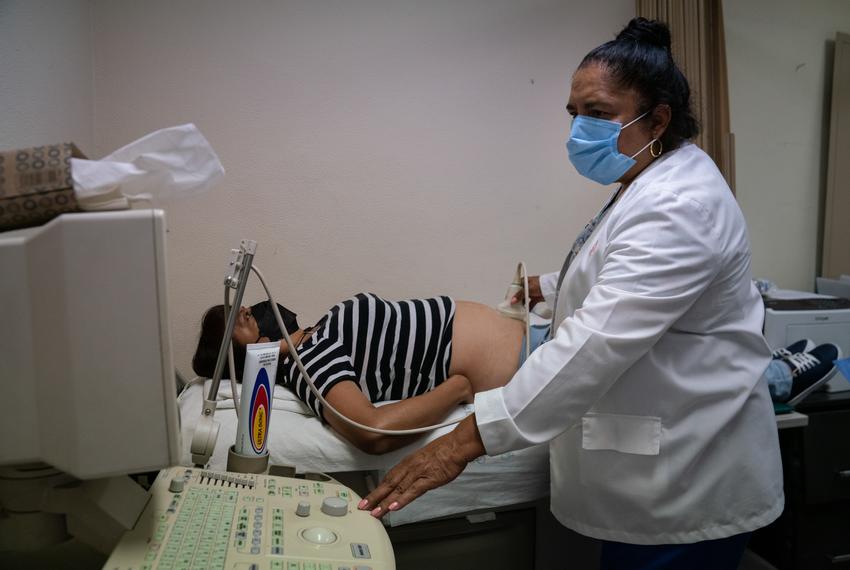 Dr. María L. García Martínez, checks the intrauterine device, IUD, which is inserted in the uterus to provide birth control, in the patient Lilia del Carmen Ortega, 47, at the Inguarán Maternity Hospital in Mexico City, Mexico on July 1, 2022.
Verónica G. Cárdenas for The Texas Tribune