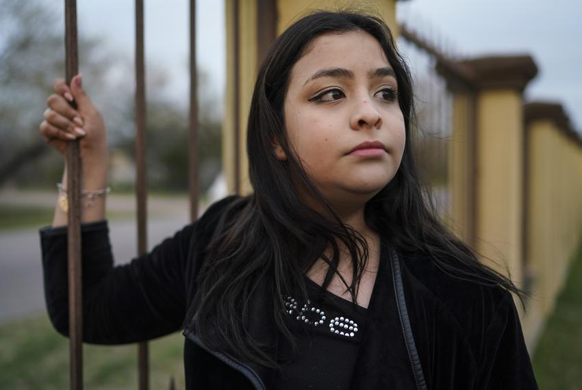 Adelyn Vigil, 13, a transgender girl, poses for a photo in the Rio Grande Valley on Sunday, February 27, 2022. In response to Governor Abbott’s order for the Texas Department of Family and Protective Services (DFPS) to investigate parents that provide gender-affirming care to their kids, Adelyn says that, “The thought of me being separated makes me cry and to think that my mom could go to jail for it and not being able to see her anymore.”
Verónica G. Cárdenas for The Texas Tribune