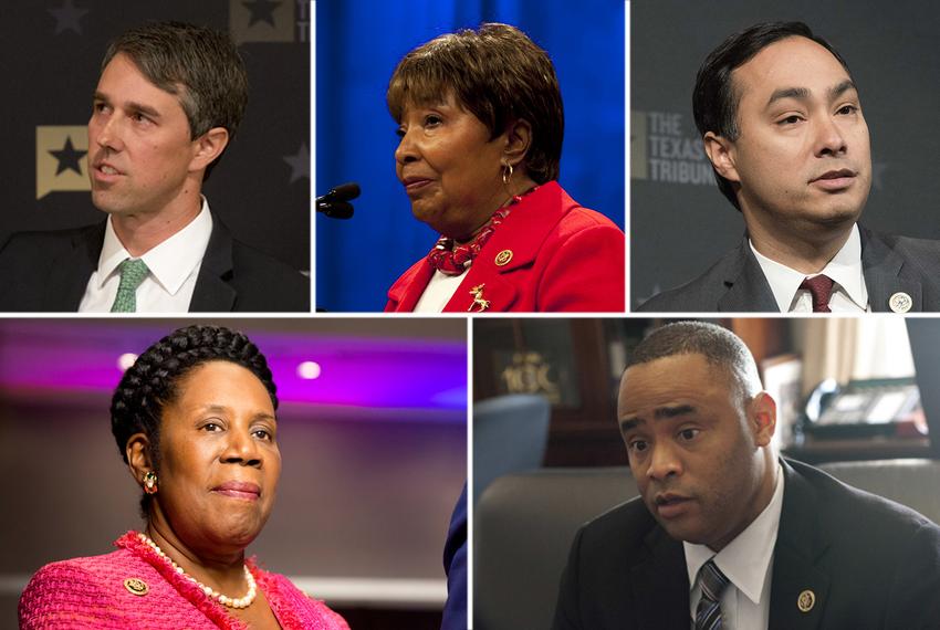 Clockwise from top left: U.S. Reps. Beto O'Rourke, D-El Paso, Eddie Bernice Johnson, D-Dallas, Joaquin Castro, D-San Antonio, Marc Veasey, D-Fort Worth and Sheila Jackson-Lee, D-Houston.