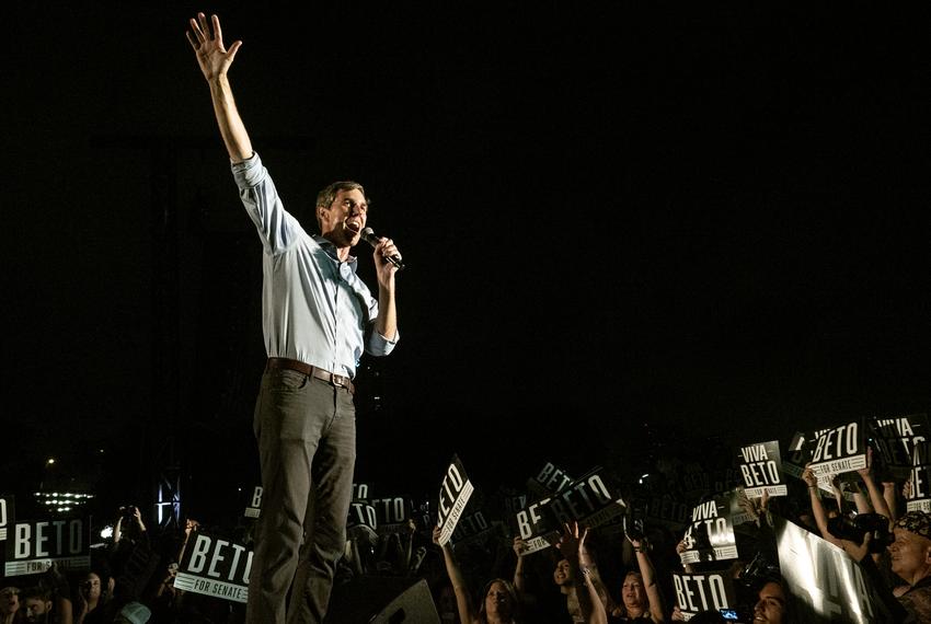 U.S. Rep. Beto O'Rourke, D-El Paso, thanks a crowd of supporters as he leaves the stage during Turn Out For Texas Rally with Willie & Beto, held at Auditorium Shores in Austin on Sept. 28, 2018. O'Rourke is running against Republican U.S. Sen. Ted Cruz, R-Texas, in one of the top national Senate races this year.