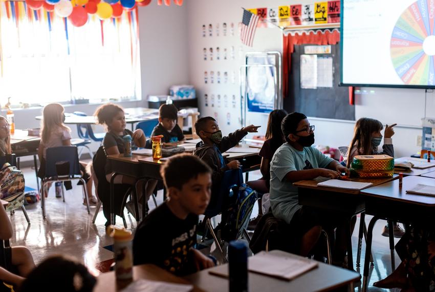 Students work at their desks at Blanco Vista Elementary School in San Marcos on Monday August, 23, 2021.