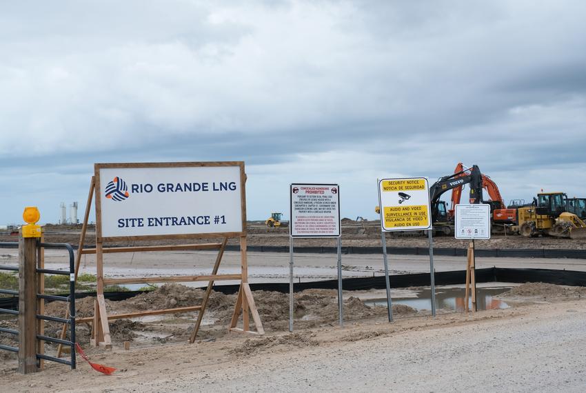 Crews at the Rio Grande LNG site prepare to construct a levee and an offloading facility in the Brownsville Ship Channel.