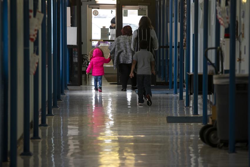 Students and teachers walk through the halls at Cactus Elementary School on Jan. 28, 2020.