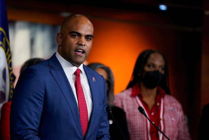 U.S. Rep. Colin Allred, D-Dallas, speaks in favor of voting rights legislation during a Congressional Black Caucus press conference in Washington, D.C., on Jan. 12, 2022.