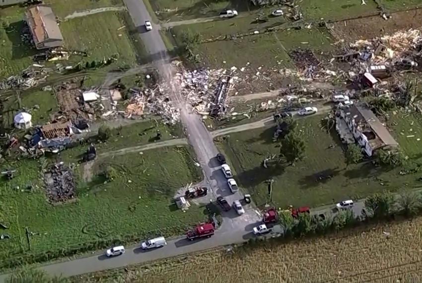 Wreckage from a tornado in Valley View, a small North Texas town in Cooke Co. on Saturday, May 26, 2024. The tornado swept though late the night before, killing at least seven people in Texas.