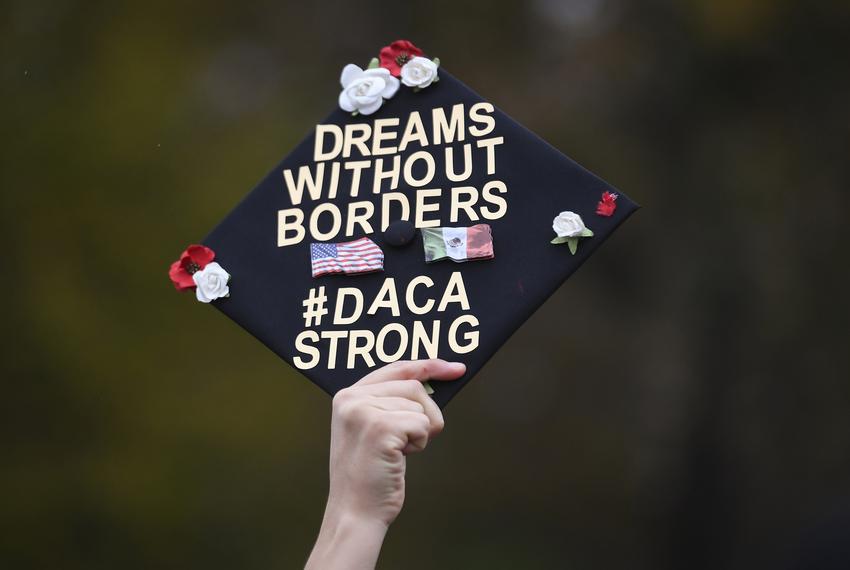 Protesters gather as the U.S. Supreme Court hears arguments on whether the 2017 Trump Administration decision to end the Deferred Action for Childhood Arrivals program is lawful, in Washington, D.C., on Nov. 12, 2019.