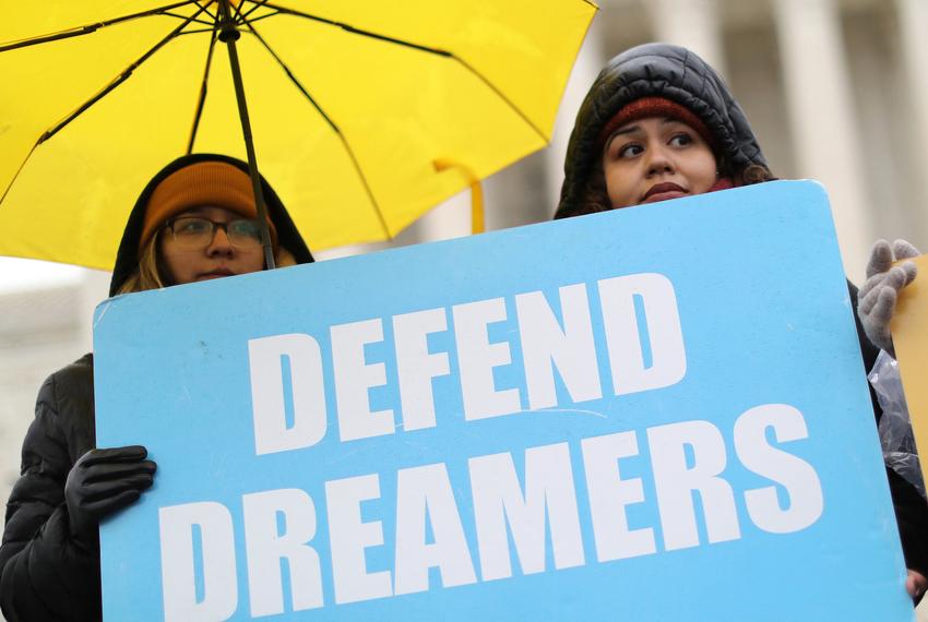 Protesters gathered outside the U.S. Supreme Court as justices heard oral arguments regarding the Trump administration’s bid to end the Deferred Action for Childhood Arrivals program in 2019.