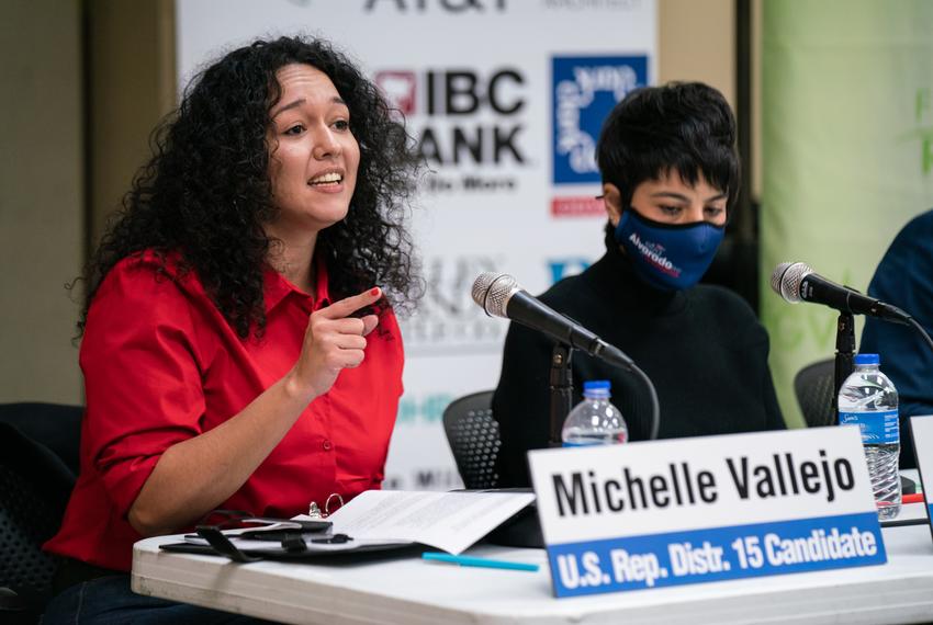 Michelle Vallejo, U.S. Representative District 15 Candidate, responds to questions during a Futuro RGV candidate forum in McAllen on Jan. 11, 2022.