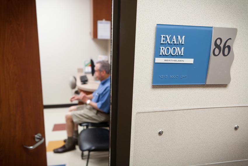 Francisco Garcia arrives at Kelsey-Seybold clinic in Sugar Land to see his doctor Spencer Berthelsen for annual physical. Sept. 22, 2011.