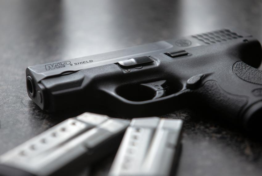 A M&P Shield handgun, small enough to be ideal for conceal carry, in Austin on April 23, 2021.