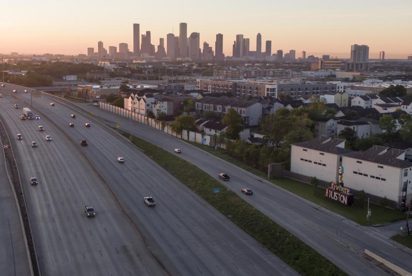 An aerial view of Houston on April 1, 2020.