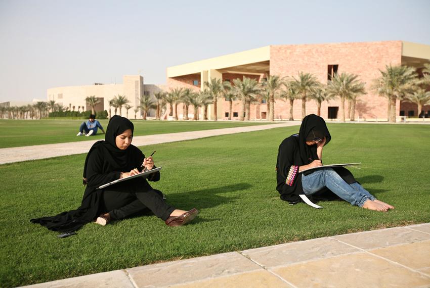 Students at Texas A&M students in Doha, Qatar.