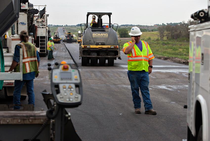 Workers during the construction of Texas toll road SH130.