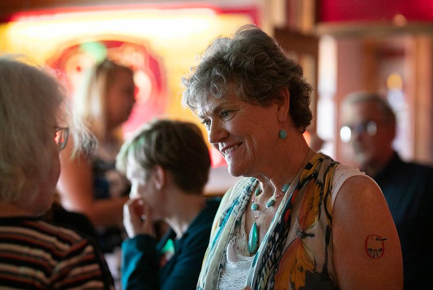 Kim Olson, a Democrat running for commissioner of agriculture, speaks to attendees of the WomenWin conference on Saturday June 9, 2018, which she co-hosted with Joi Chevalier to support first-time Democratic women candidates.