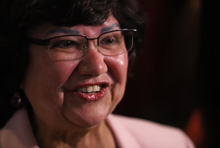 Lupe Valdez gives her victory speech after defeating Andrew White in the Democratic runoff for governor on Tuesday, May 22, 2018.