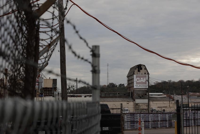 The GAF roofing shingles factory in West Dallas on Dec. 13. The factory reclassified itself as minor and averted public participation requirements in 2022.